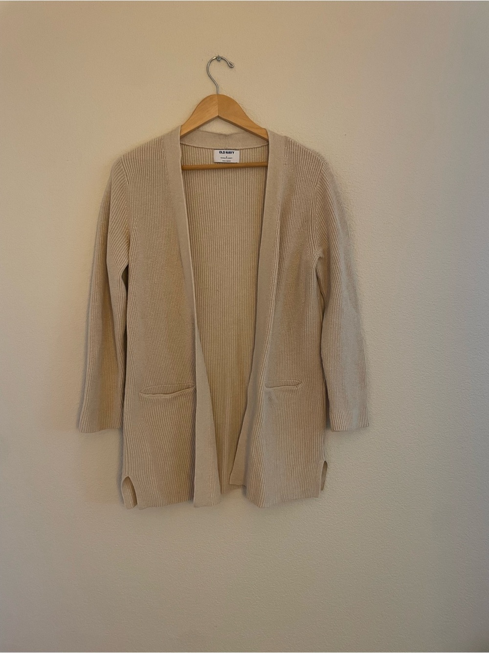Old Navy Cream Open-Front Ribbed Cardigan S